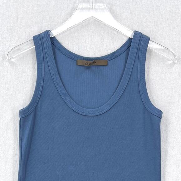 ENZA COSTA Supima Rib Scoop Tank Top Womens Medium Blue Sleeveless Quiet Luxury - Picture 5 of 13